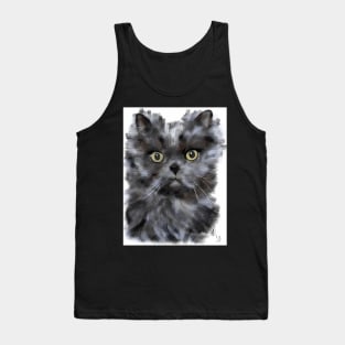 Black Furry Persian Cat Tank Top